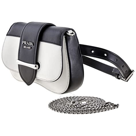 Prada Sidonie Leather Belt Bag in White / Black 